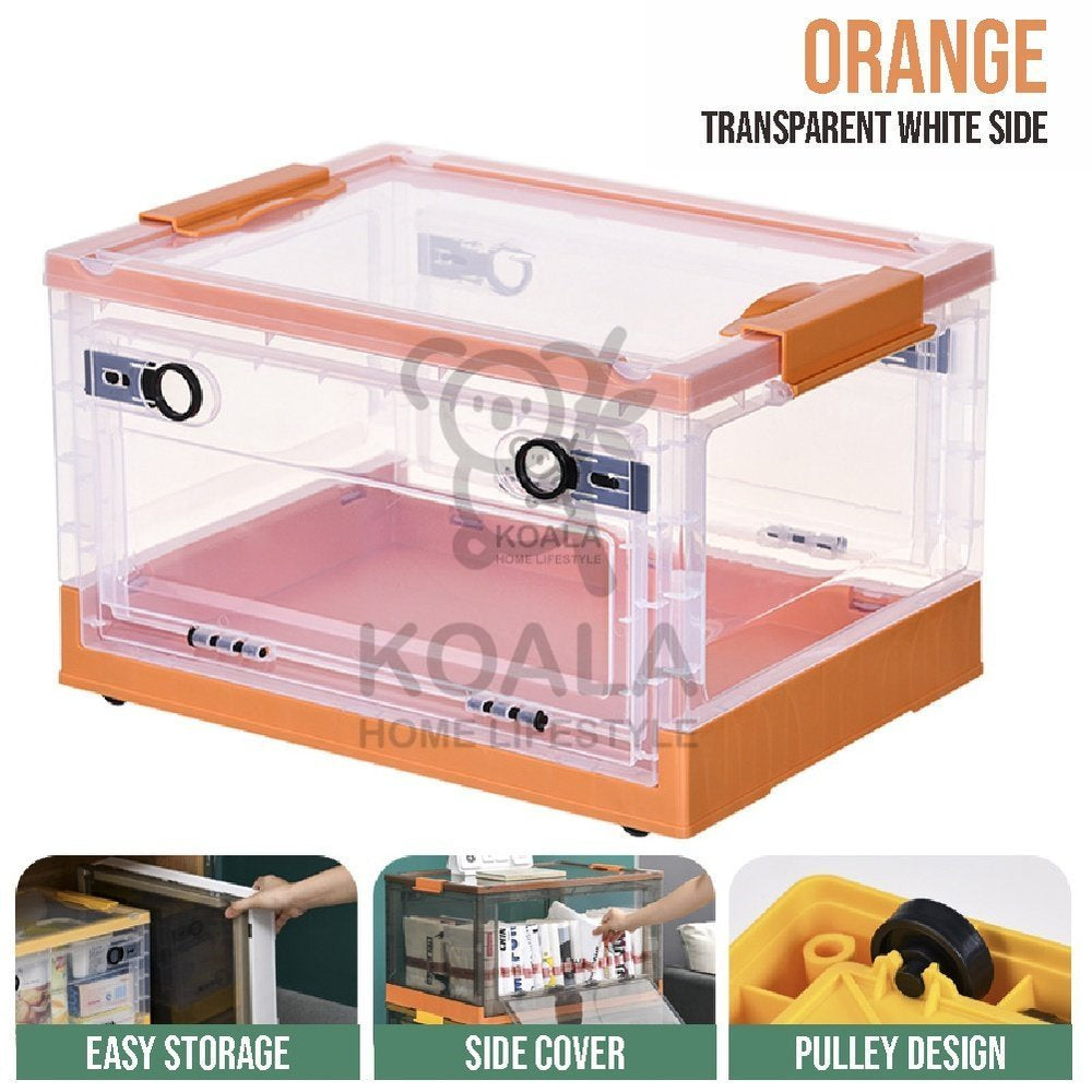 Koala Home Foldable Clothing storage box Plastic stackable Organizer transparent with Wheels