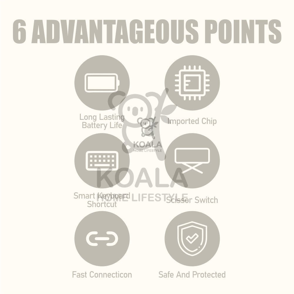 Koala Home Wireless Bluetooth Keyboard  Mouse Set mute Set Rechargeable Compatible with Phone/Tablet/iPad