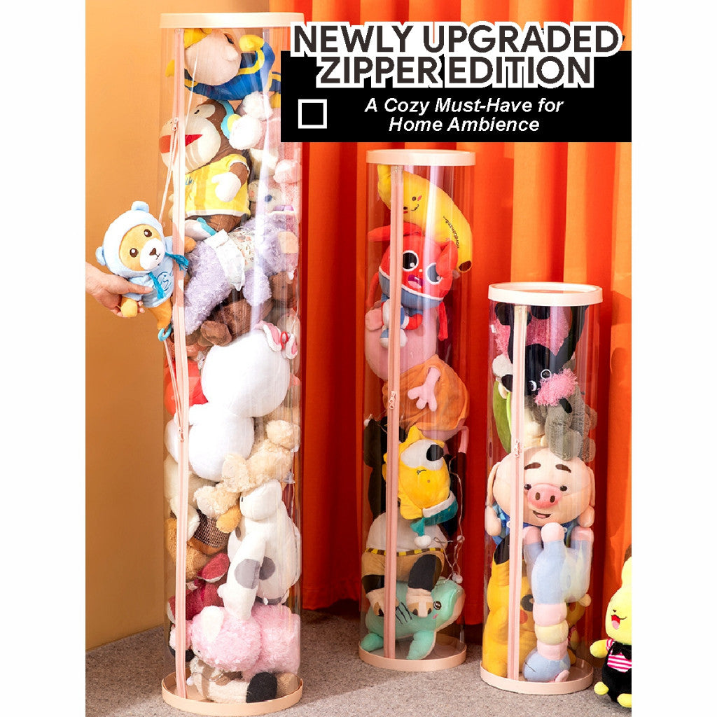 Koala Home Toy Storage/ Plush Doll Storage Box/ Toy Organizer Transparent PVC  Soft Toys Storage/  Dustproof Storage With Wheels