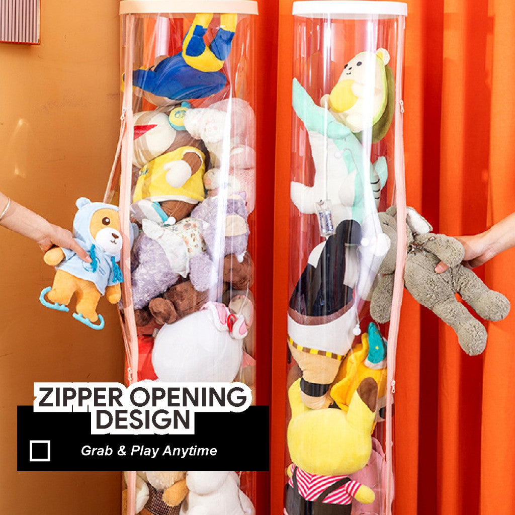 Koala Home Toy Storage/ Plush Doll Storage Box/ Toy Organizer Transparent PVC  Soft Toys Storage/  Dustproof Storage With Wheels