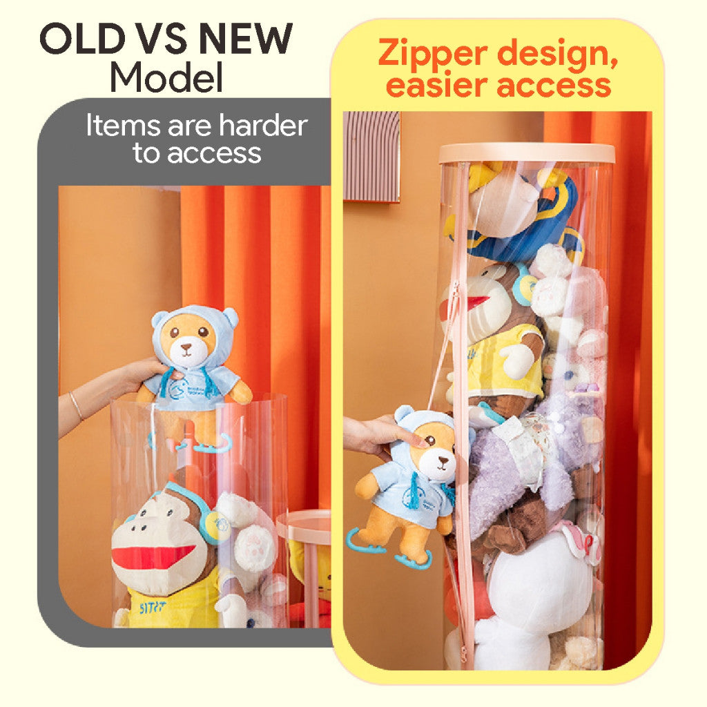 Koala Home Toy Storage/ Plush Doll Storage Box/ Toy Organizer Transparent PVC  Soft Toys Storage/  Dustproof Storage With Wheels