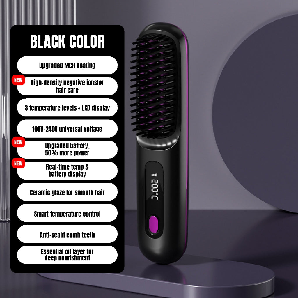 Koala Home Mini Hair Straightener/Hair Comb Straightener Comb Curler/ Wireless Hair Straightener WitNegative Ion