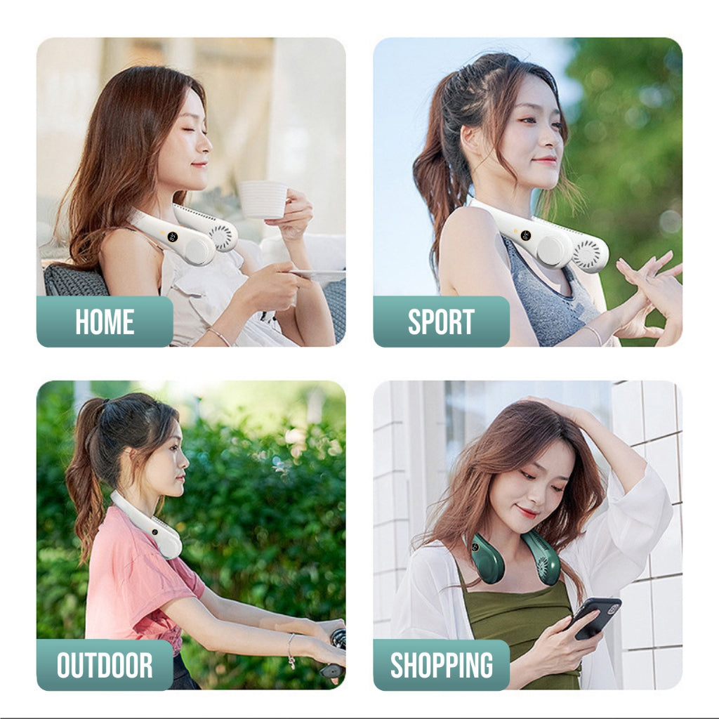 Koala Home Neck Fan Portable Fan Hanging USB Rechargeable Bladeless Fan Digital display 5 Speeds Adjustable