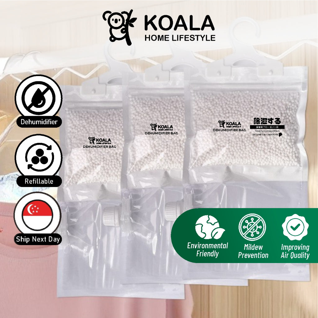 Koala Home Dehumidifier Bag Hanging Closet Drawer Pack / REFILLABLE/ Hanging Wardrobe Dehumidifier Moisture Absorber