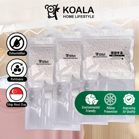 Koala Home Dehumidifier Bag Hanging Closet Drawer Pack / REFILLABLE/ Hanging Wardrobe Dehumidifier Moisture Absorber
