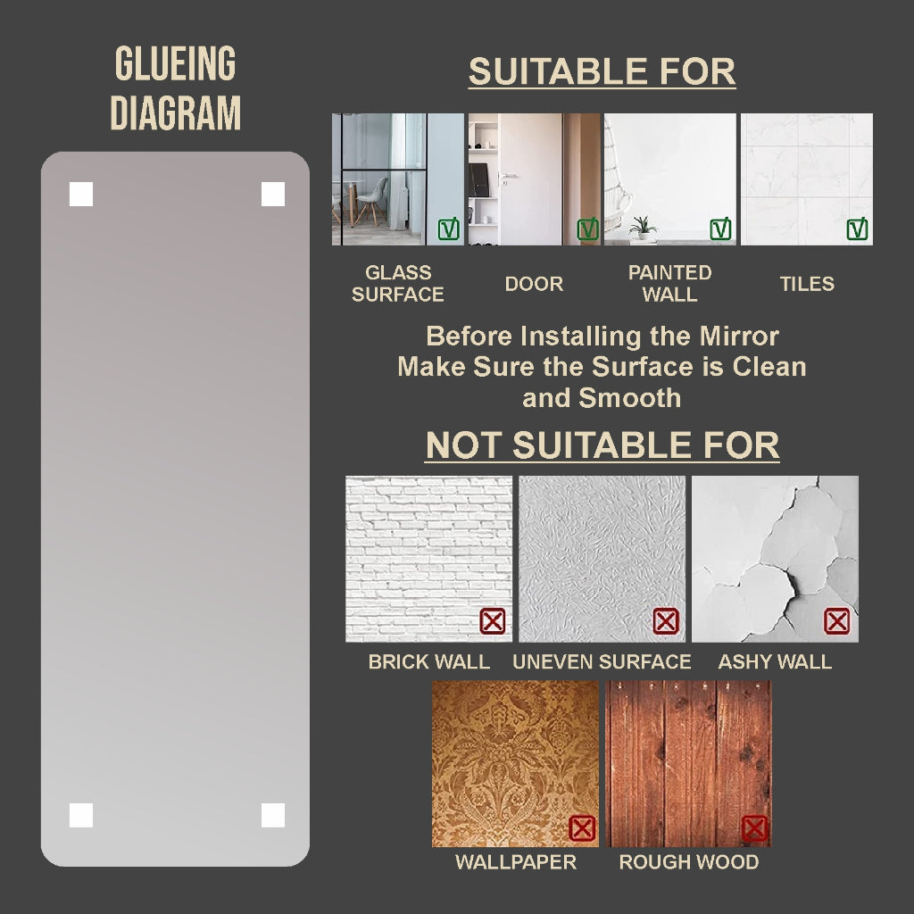 Koala Home HD Acrylic Soft Mirror - Shatterproof Full Body Mirror Self-Adhesive Non Perforated