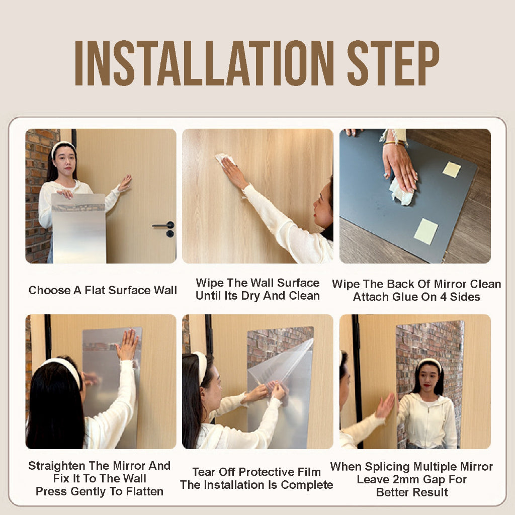 Koala Home HD Acrylic Soft Mirror - Shatterproof Full Body Mirror Self-Adhesive Non Perforated