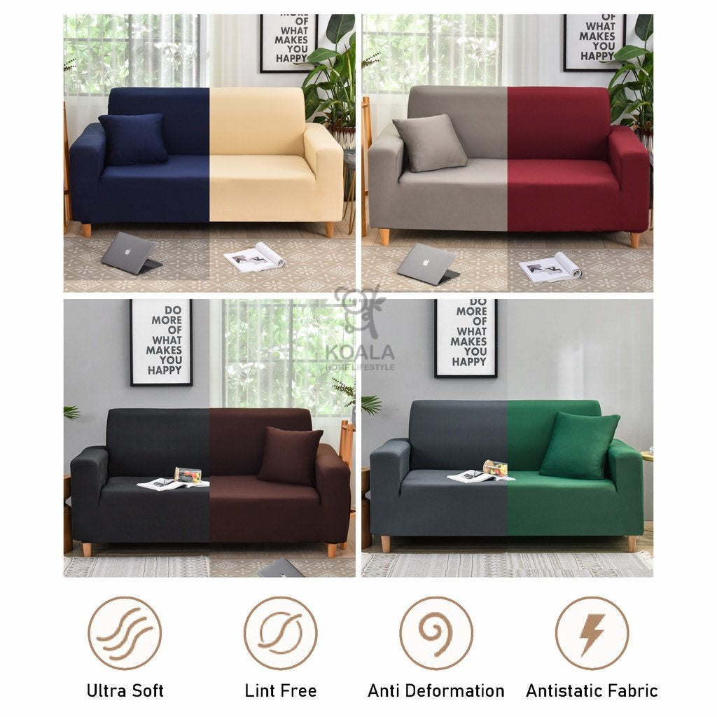 Koala Home Sofa Covers 1/2/3/4 Seater Protector Sofa Bed Cover Sofa Cover L Shape Cover Silky +FREE 1 Cushion