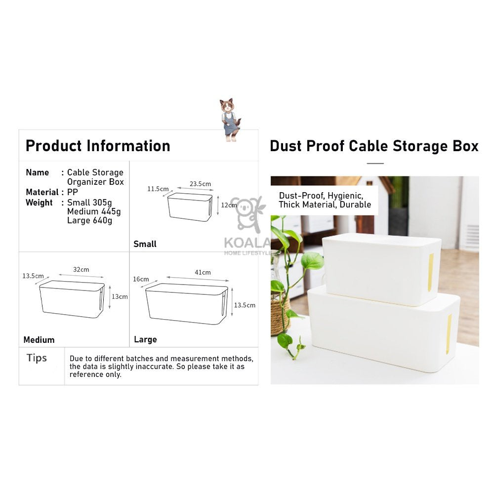 Koala Home Cable Management Box/Cable Organizer Box/Cable Storage Box/Wire Box Extension/Wire Organizer Box