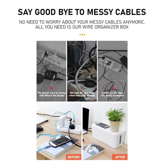 Koala Home Cable Management Box/Cable Organizer Box/Cable Storage Box/Wire Box Extension/Wire Organizer Box