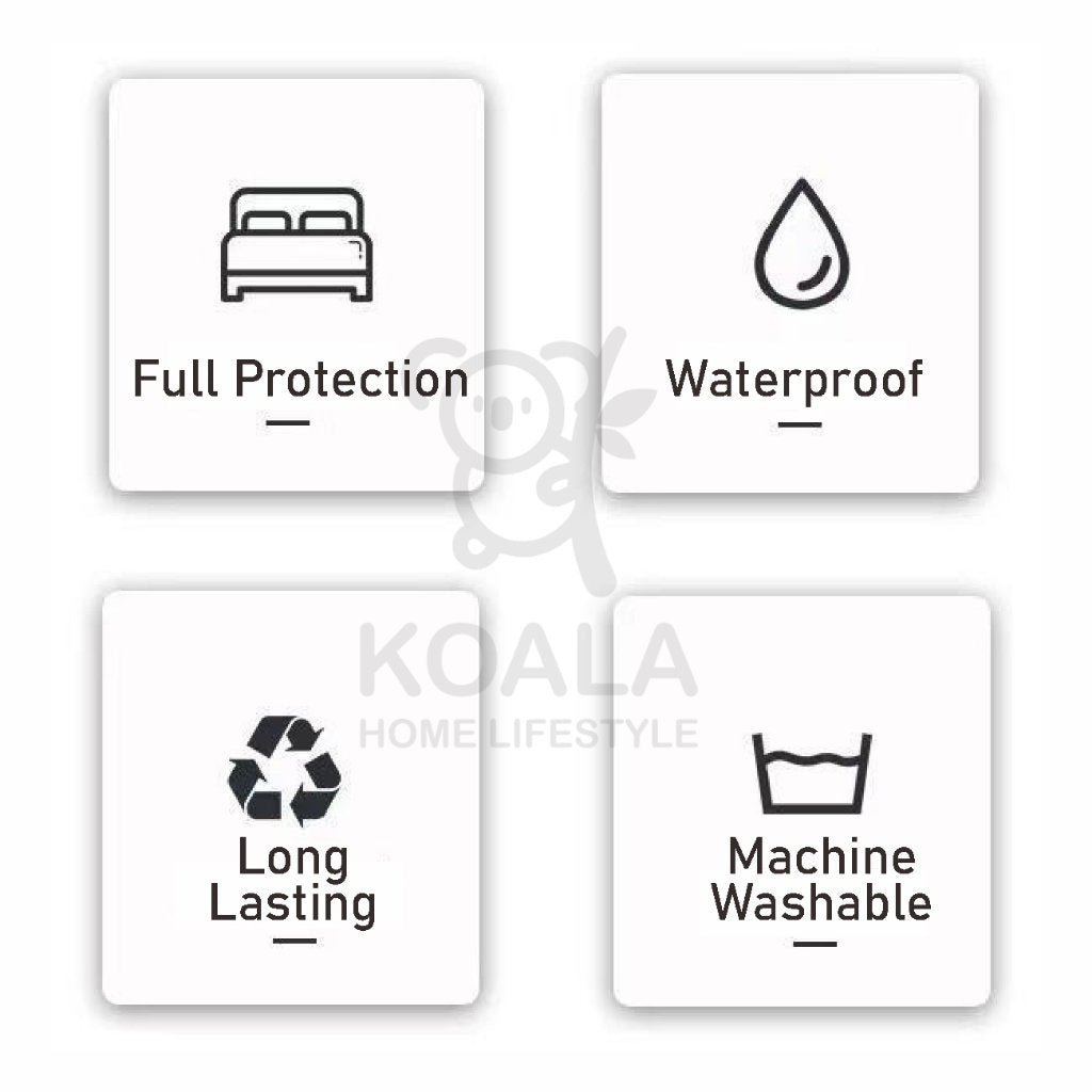 Koala Home 100% Waterproof Mattress Protector Waterproof Bedsheet Single Kids Baby Anti BacterialSheet Bed Cover