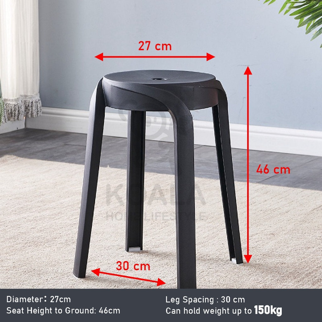 Koala Home Plastic Stool Chair/Stackable/Round Stool/High Stool/Nordic Minimalist Chair Thickened