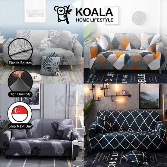 Koala Home Sofa Covers 1/2/3/4 Seater Patterned Protector Sofa Cover L Shape Cover