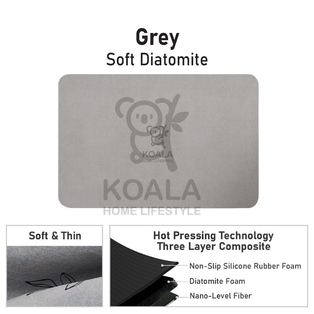 Koala Home Anti Slip Diatomite Absorbent Soft Table Mat Bathroom Mat/Floor Mat/Kitchen Mat Quick Dry