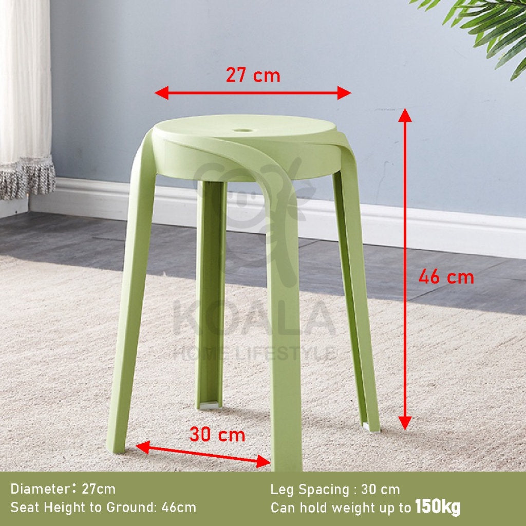 Koala Home Plastic Stool Chair/Stackable/Round Stool/High Stool/Nordic Minimalist Chair Thickened