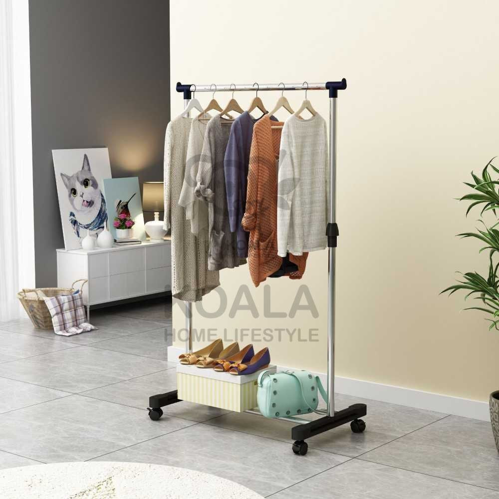 Koala Home Coat Rack Adjustable  Pole  Clothes Rack Stand Coat Hanger Clothes Drying Rack With Wheels