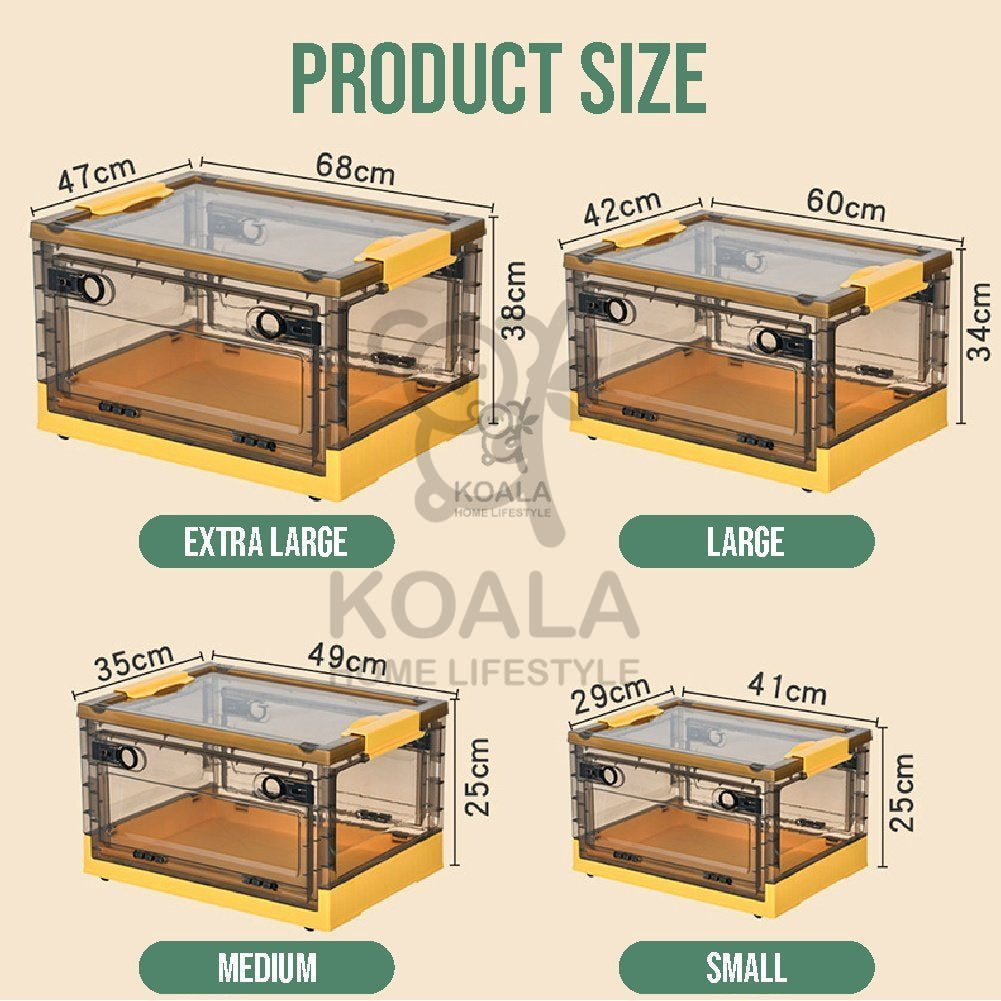 Koala Home Foldable Clothing storage box  Plastic stackable Organizer transparent  with Wheels