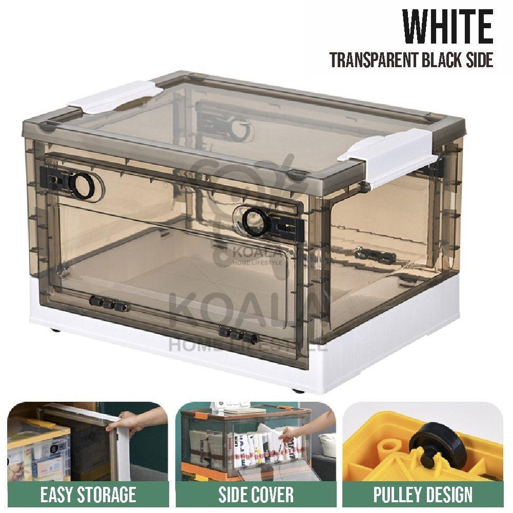 Koala Home Foldable Clothing storage box  Plastic stackable Organizer transparent  with Wheels