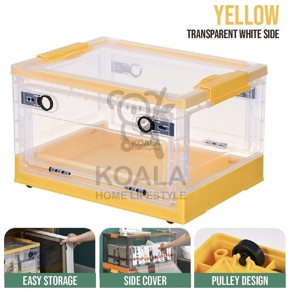 Koala Home Foldable Clothing storage box  Plastic stackable Organizer transparent  with Wheels