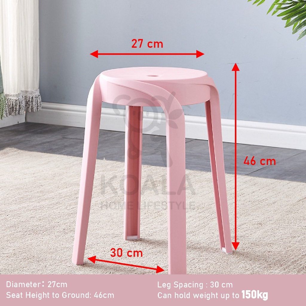 Koala Home Plastic Stool Chair/Stackable/Round Stool/High Stool/Nordic Minimalist Chair Thickened