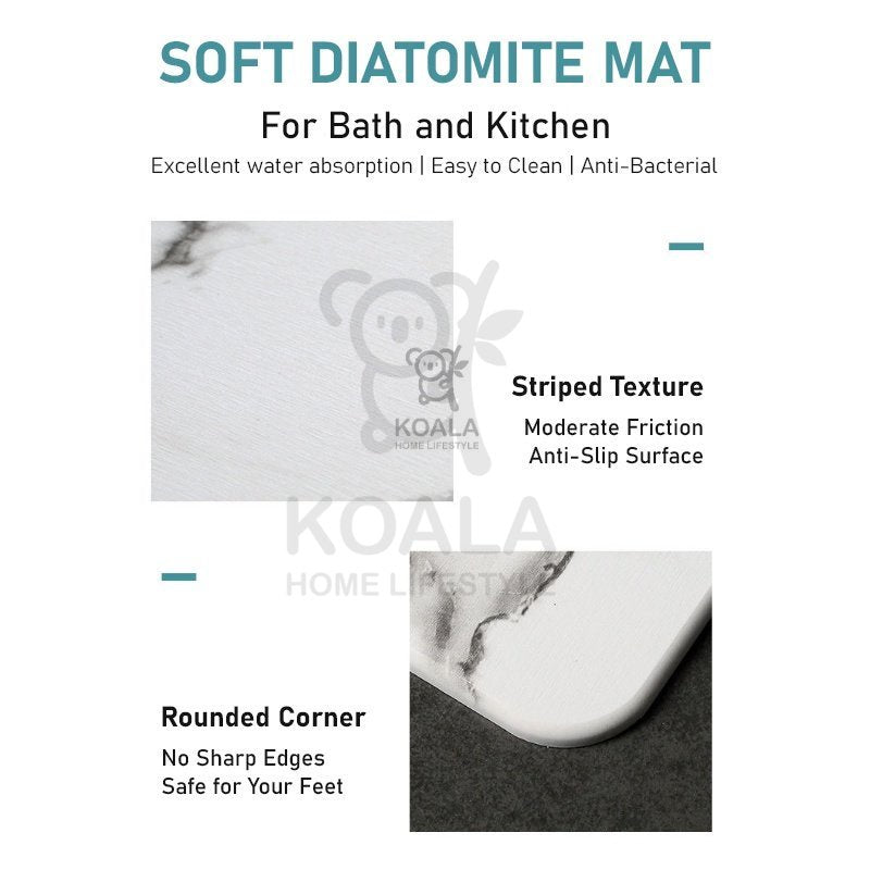 Koala Home Anti Slip Diatomite Absorbent Soft Mat / Hard Mat/Bathroom Mat/Floor Mat/Kitchen Mat Quick Dry