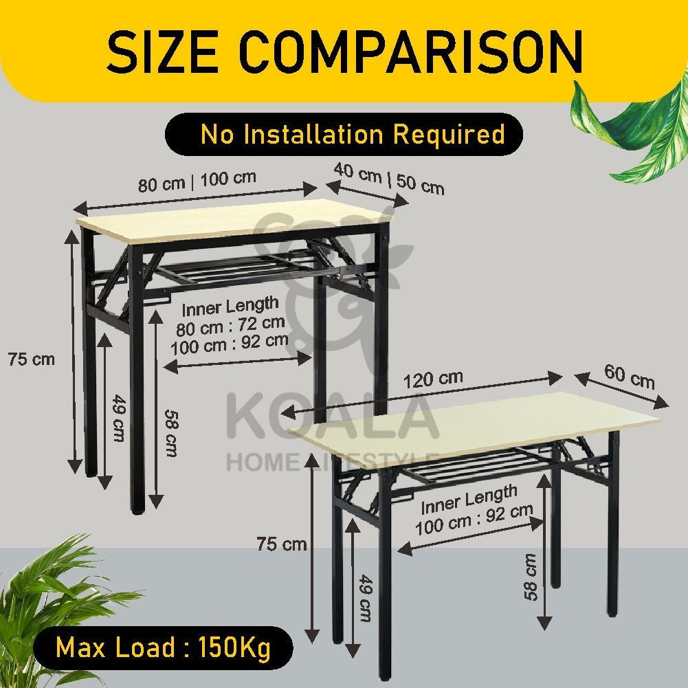 Koala Home Foldable Table Folding table Computer Table Study Tables Long Desk Training Table Free installation