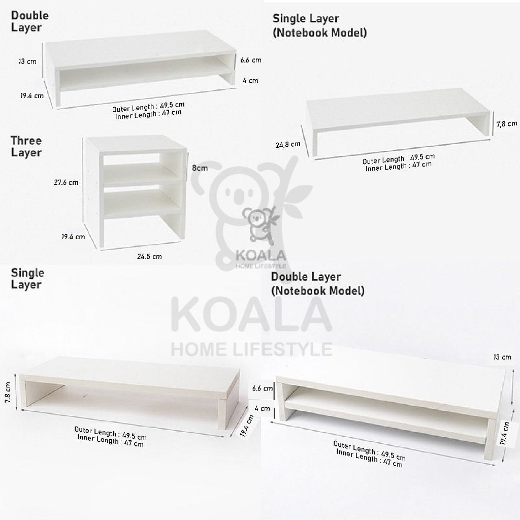 Koala Home Wooden Monitor Riser Stand/Ergonomic Laptop Stand/Desk Organizer Keyboard Storage