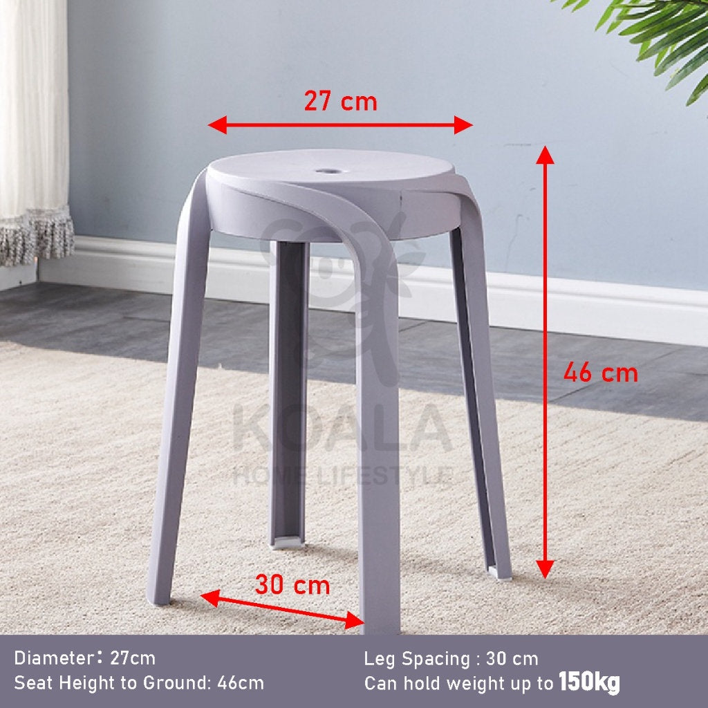 Koala Home Plastic Stool Chair/Stackable/Round Stool/High Stool/Nordic Minimalist Chair Thickened