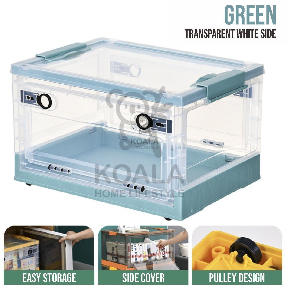 Koala Home Foldable Clothing storage box  Plastic stackable Organizer transparent  with Wheels