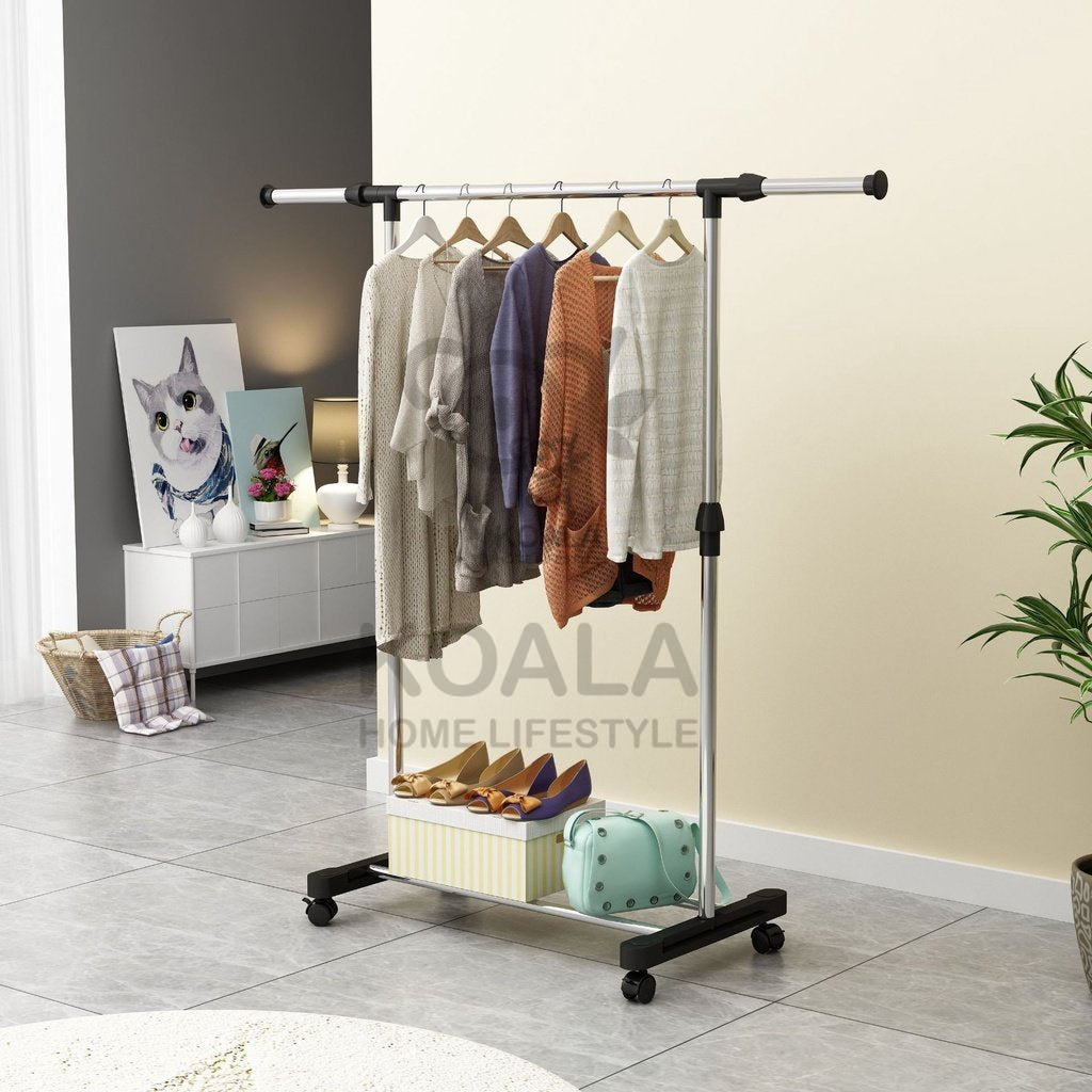 Koala Home Coat Rack Adjustable  Pole  Clothes Rack Stand Coat Hanger Clothes Drying Rack With Wheels