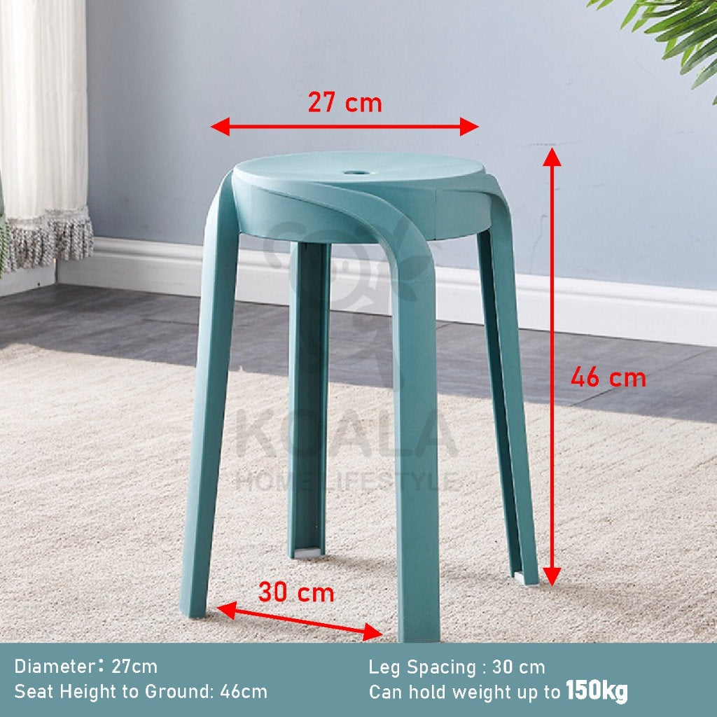 Koala Home Plastic Stool Chair/Stackable/Round Stool/High Stool/Nordic Minimalist Chair Thickened