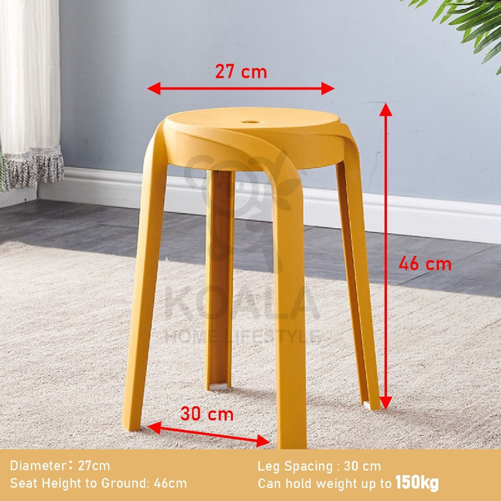 Koala Home Plastic Stool Chair/Stackable/Round Stool/High Stool/Nordic Minimalist Chair Thickened