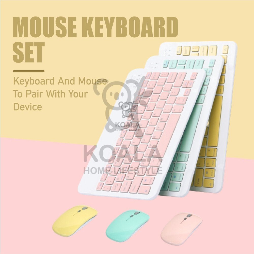 Koala Home Wireless Bluetooth Keyboard  Mouse Set mute Set Rechargeable Compatible with Phone/Tablet/iPad