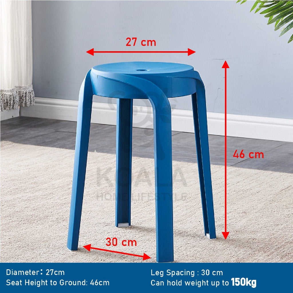 Koala Home Plastic Stool Chair/Stackable/Round Stool/High Stool/Nordic Minimalist Chair Thickened