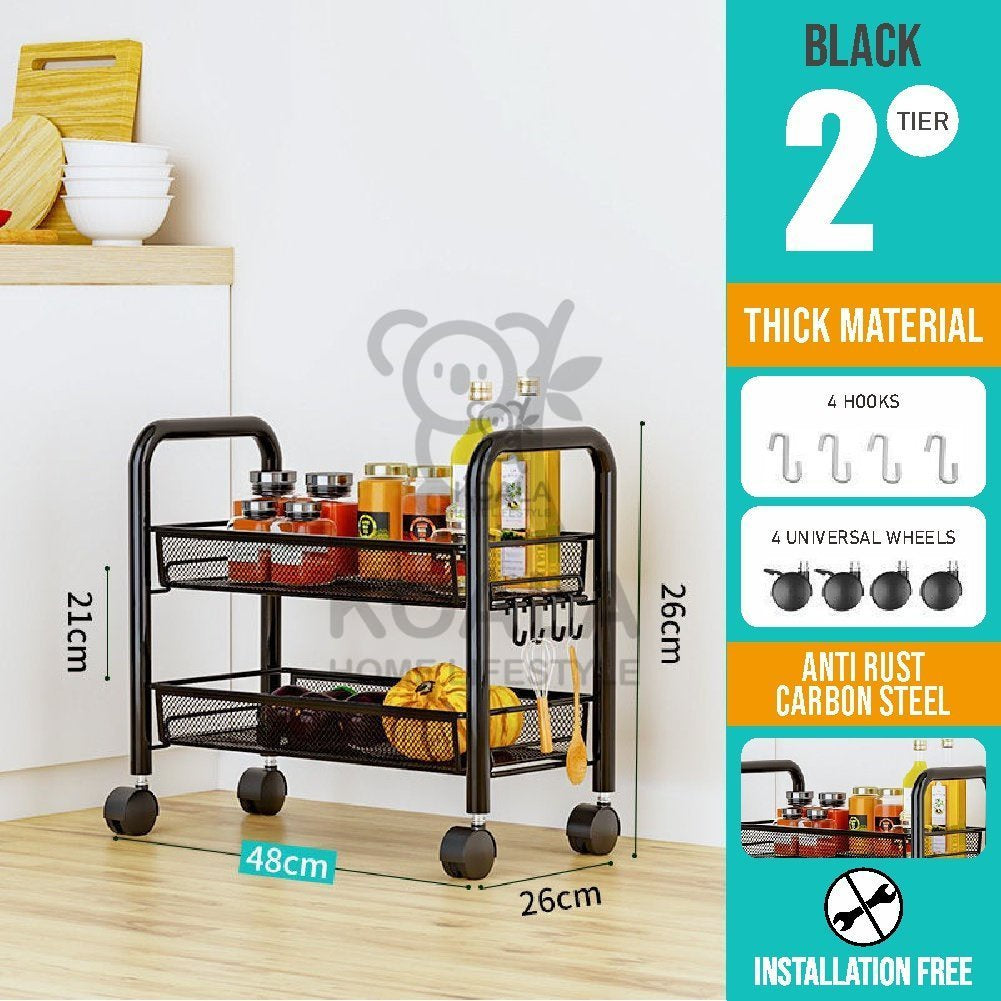 Koala Home Foldable Trolley Rack/Trolley Shelf/Kitchen Shelf Movable Storage Cart Organizer Free installation