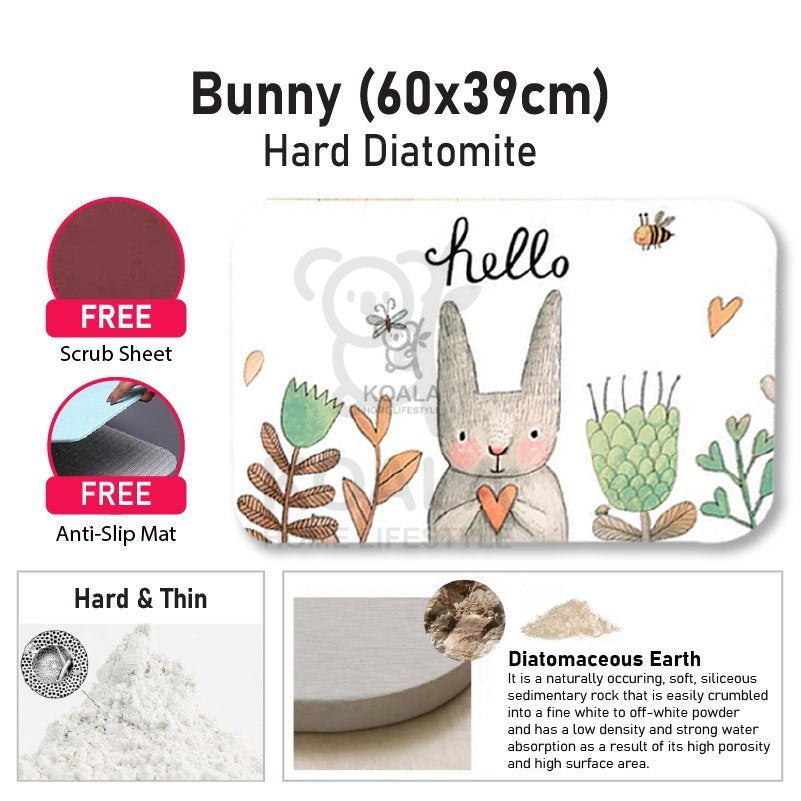 Koala Home Anti Slip Diatomite Absorbent Soft Mat / Hard Mat/Bathroom Mat/Floor Mat/Kitchen Mat Quick Dry