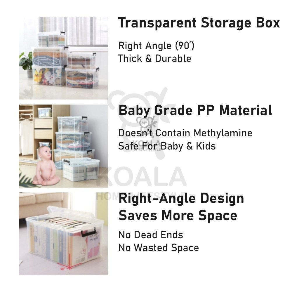 Koala Home Transparent Storage Box Organizer Stackable Container Waterproof with Wheels 15L/40L/55L/80L/105L