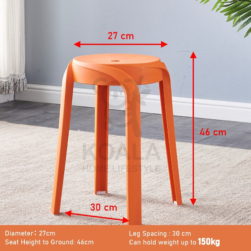 Koala Home Plastic Stool Chair/Stackable/Round Stool/High Stool/Nordic Minimalist Chair Thickened