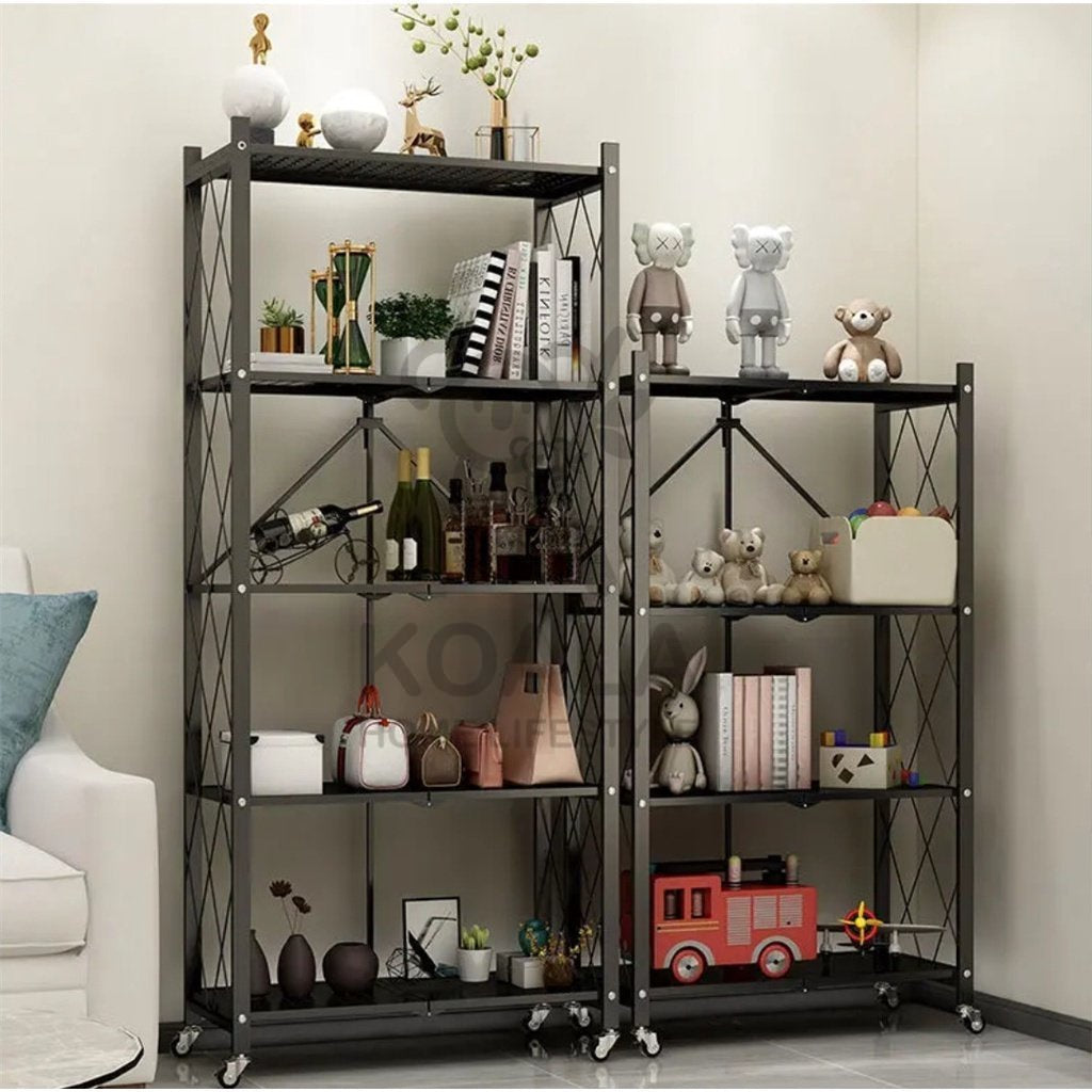 Koala Home Folding Kitchen Storage Rack/Shelf Installation-Free with Wheels/Foldable Kitchen Storage Rack/Shelf