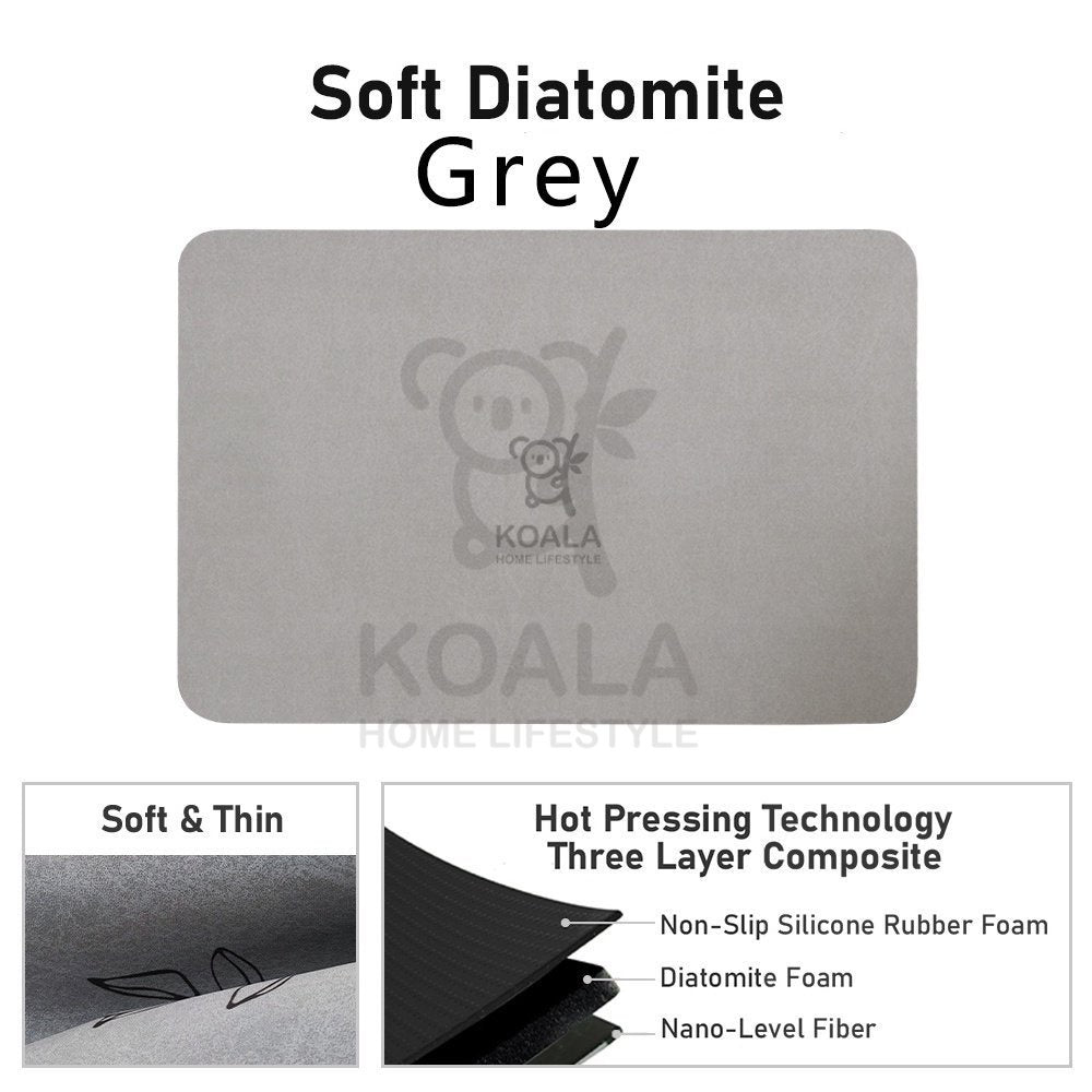 Koala Home Anti Slip Diatomite Absorbent Soft Mat / Hard Mat/Bathroom Mat/Floor Mat/Kitchen Mat Quick Dry