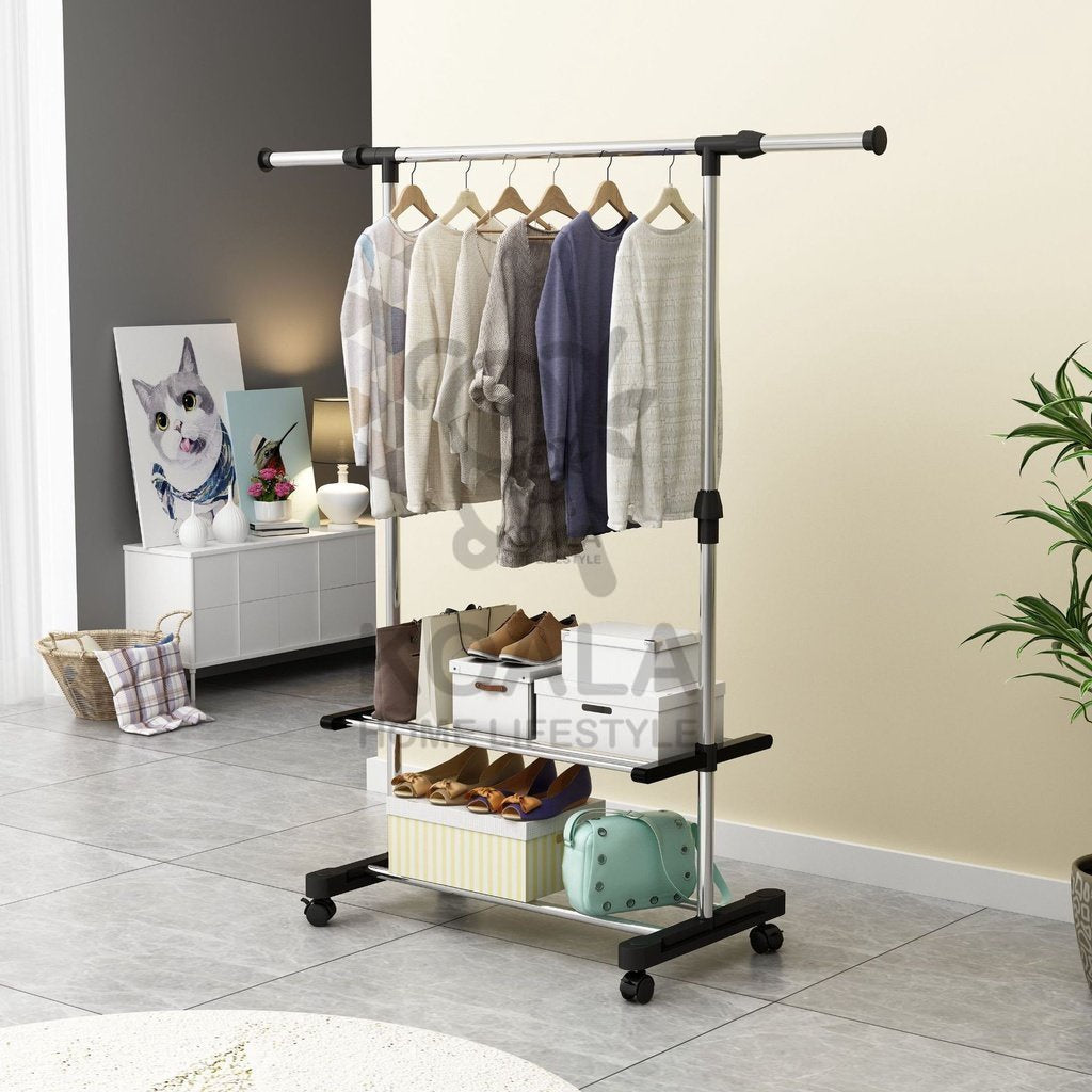 Koala Home Coat Rack Adjustable  Pole  Clothes Rack Stand Coat Hanger Clothes Drying Rack With Wheels