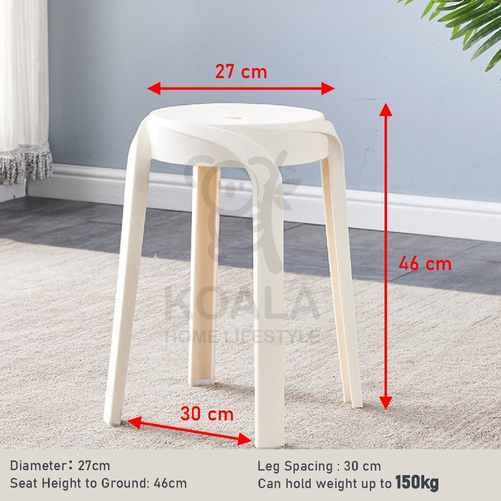 Koala Home Plastic Stool Chair/Stackable/Round Stool/High Stool/Nordic Minimalist Chair Thickened