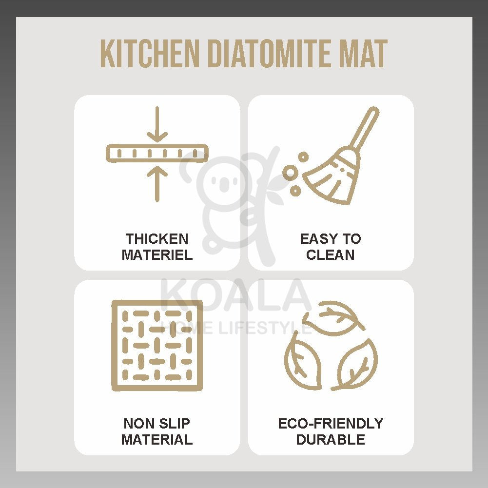 Koala Home Diatomite Mat Anti-Slip Absorbent Kitchen Soft Mat Floor Mat Oil Water Scratch Proof Quick Dry