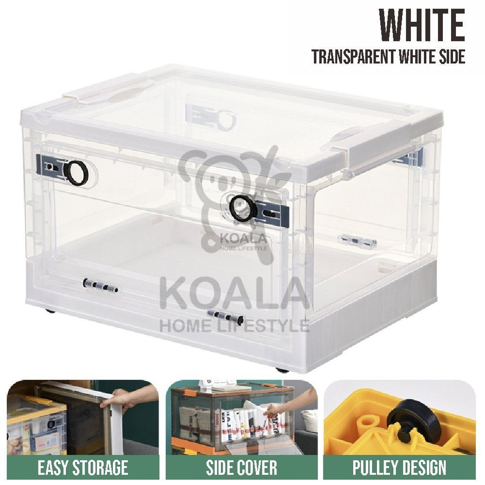 Koala Home Foldable Clothing storage box  Plastic stackable Organizer transparent  with Wheels