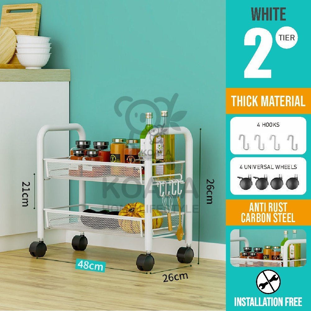 Koala Home Foldable Trolley Rack/Trolley Shelf/Kitchen Shelf Movable Storage Cart Organizer Free installation