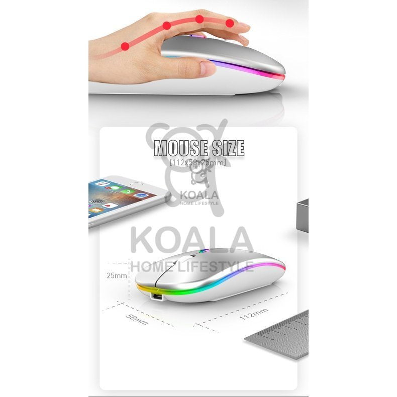 Koala Home Wireless Mouse 2.4Ghz Receiver Optical Adjustable Silent led usb Rechargeable for Laptop notebook