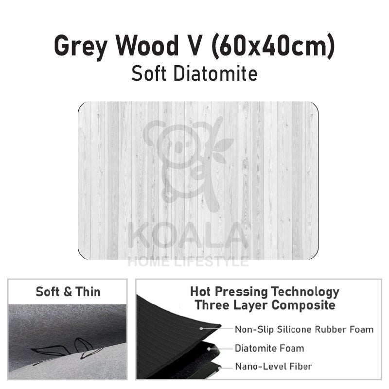 Koala Home Anti Slip Diatomite Absorbent Soft Mat / Hard Mat/Bathroom Mat/Floor Mat/Kitchen Mat Quick Dry