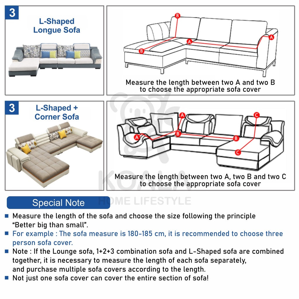 Koala Home Sofa Covers 1/2/3/4 Seater Patterned Protector Sofa Cover L Shape Cover