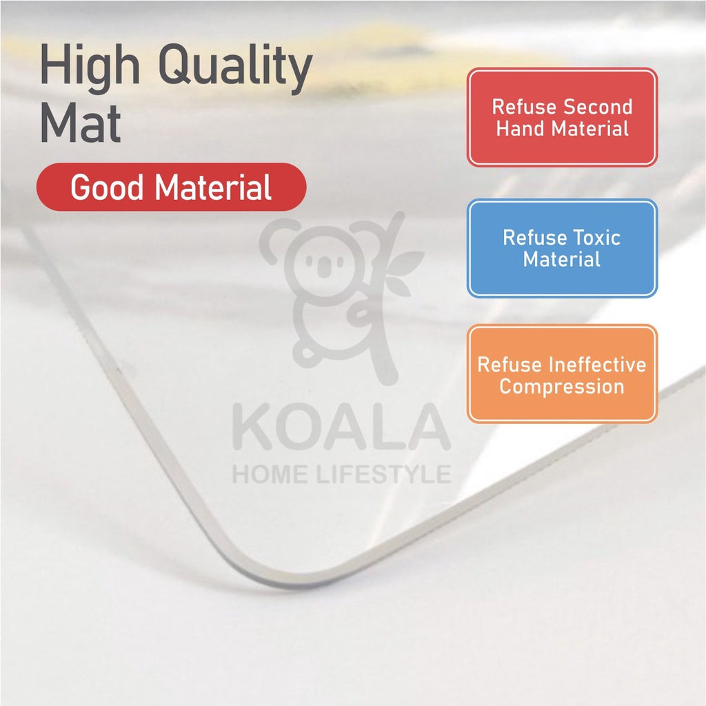 Koala Home Transparent Table Mat/Clear /PVC /Plastic/Waterproof/Desk Cover/Glass Table Mat/Table Cloths/1.5mm