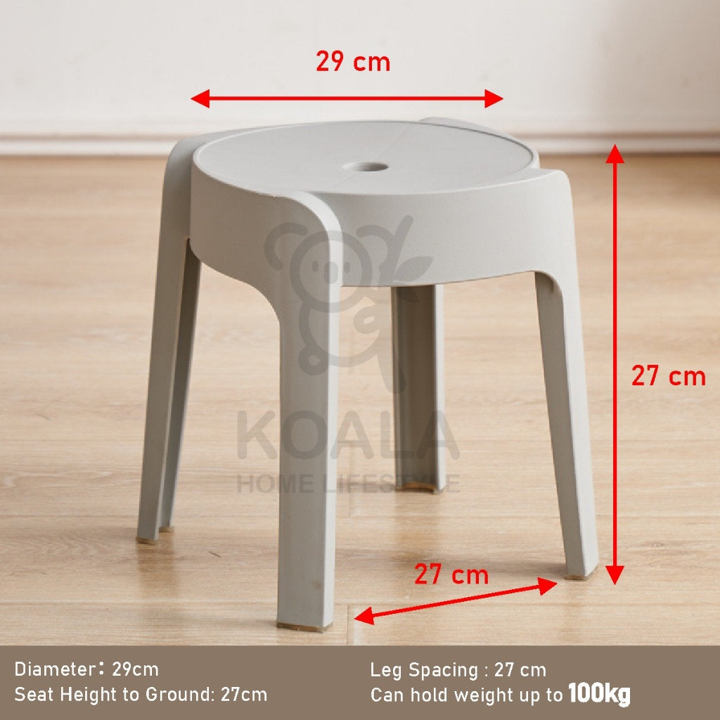 Koala Home Plastic Stool Chair/Stackable/Round Stool/High Stool/Nordic Minimalist Chair Thickened